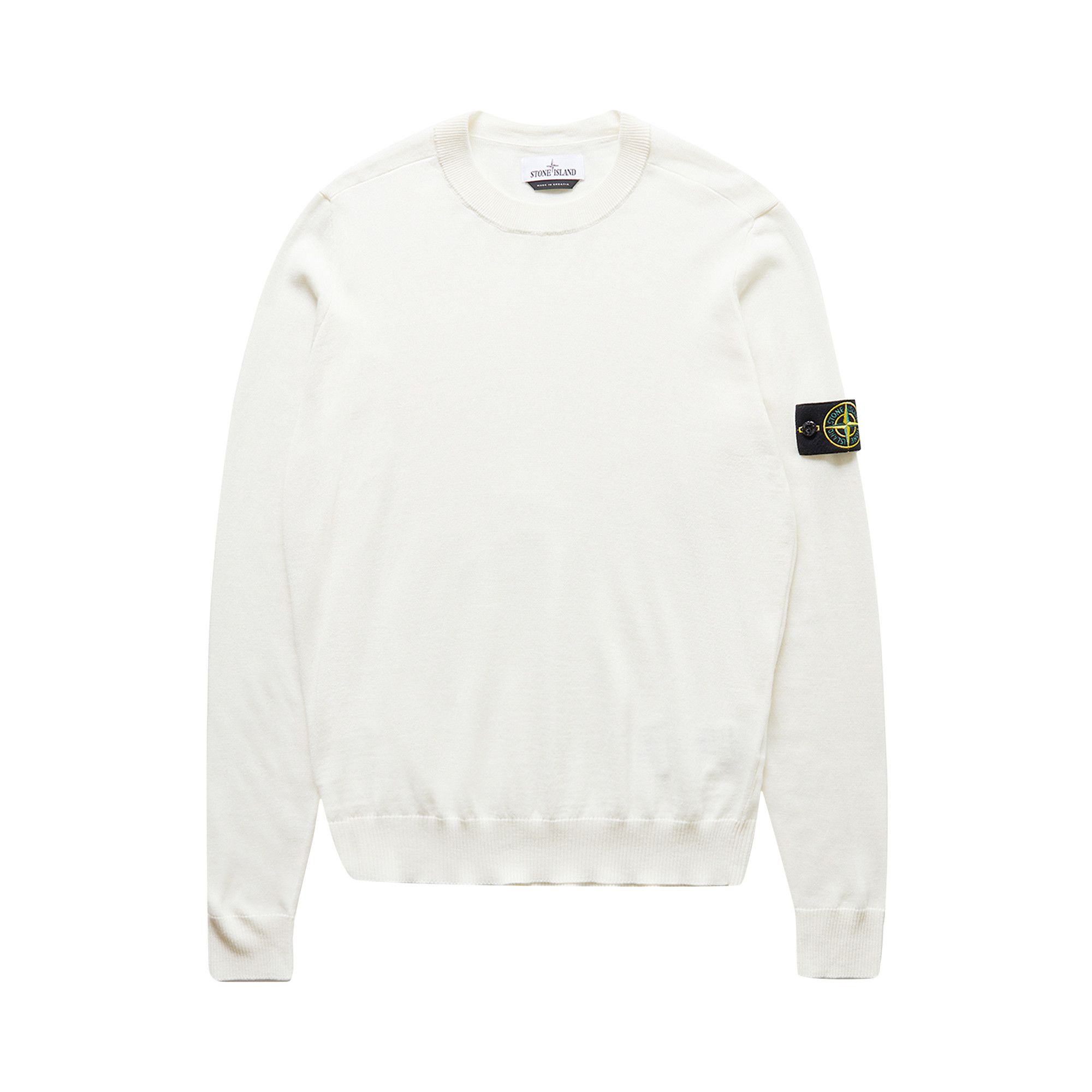 Buy Stone Island Logo Patch Crew Neck Jumper 'White' - 7715510C4