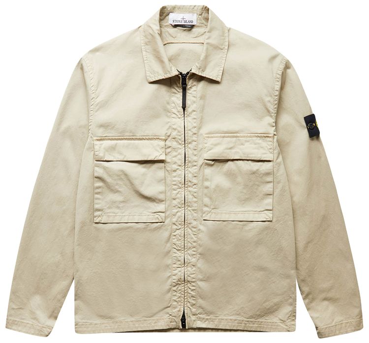 Stone Island Compass Zipped Shirt Cream