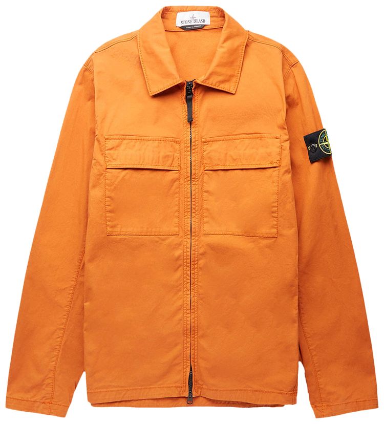 Stone Island Compass Logo Shirt Jacket Orange