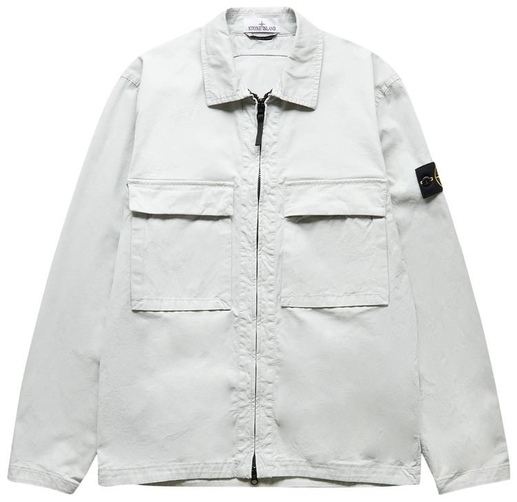 Stone Island Compass Zipped Shirt White