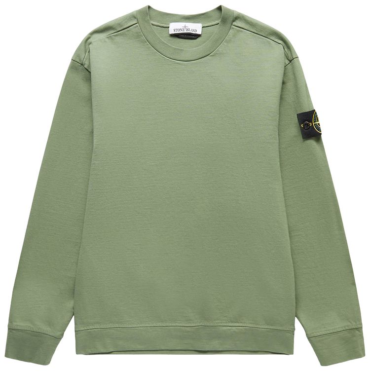 Stone Island Dyed Heavy Long Sleeve T Shirt Green