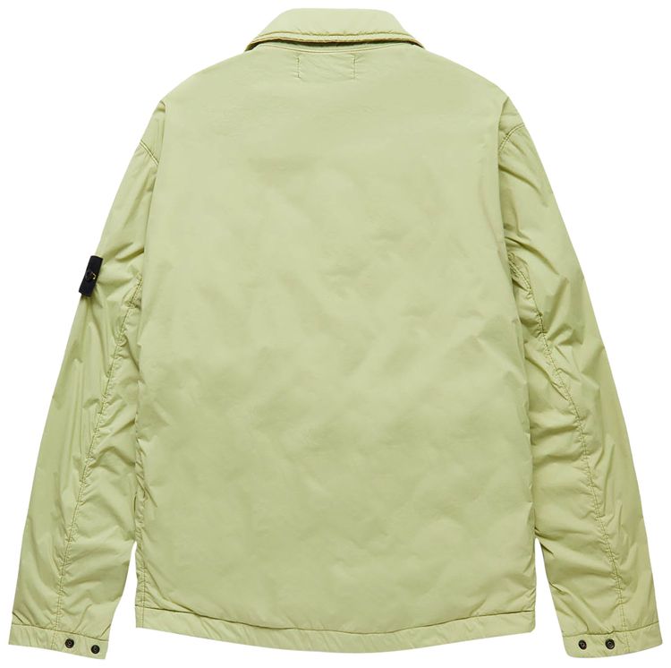 Stone Island Logo Patch Button Up Jacket Green