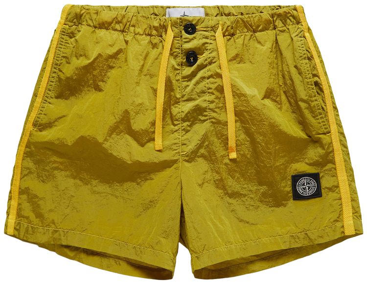 Stone Island Compass Motif Swim Shorts Yellow