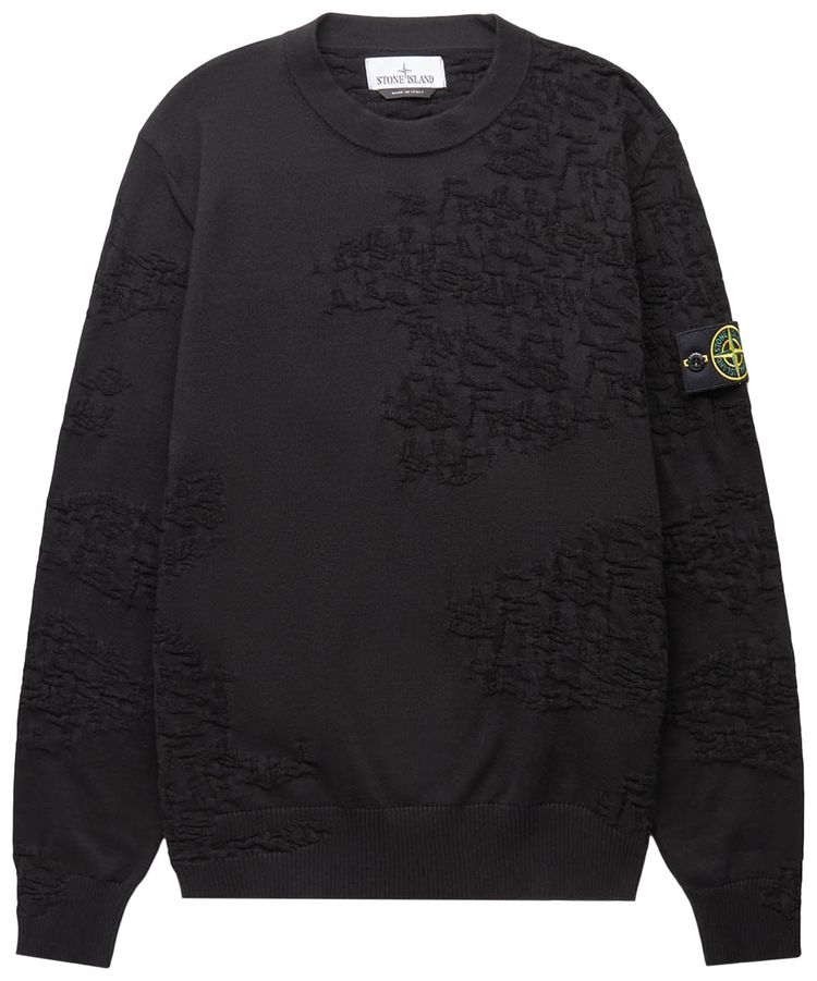 Stone Island Compass Motif Crewneck Jumper Black