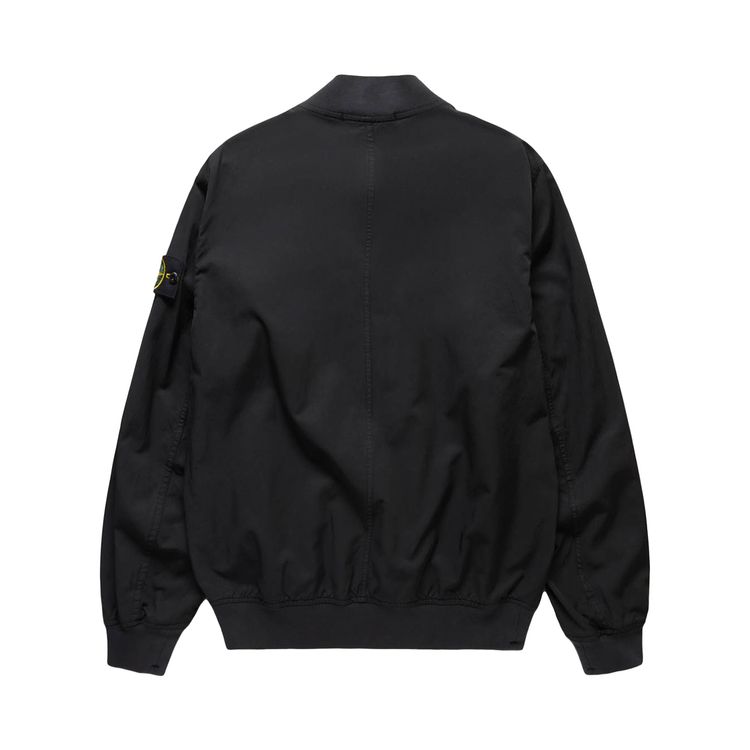 Stone Island Logo Patch Zip up Bomber Jacket Black