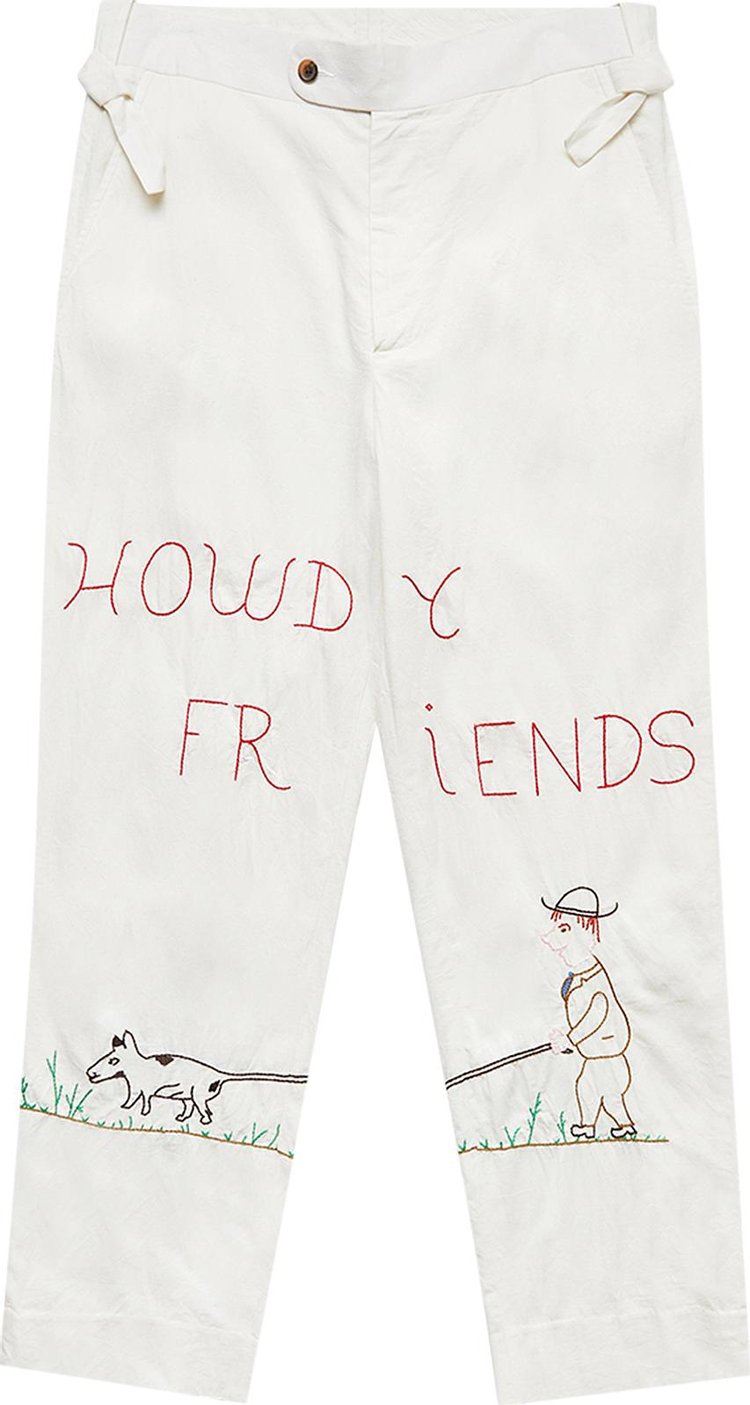 Bode Embroidered Cropped Pants 'White'