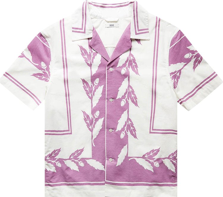 Bode Inverse Acorn Short-Sleeve Shirt 'Purple/White'
