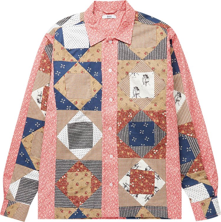 Bode This And That Patchwork Shirt 'Pink/Multicolor'