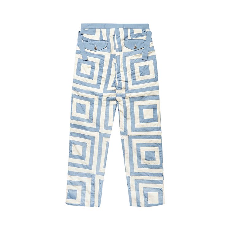 Bode White House Steps Quilt Pants BlueCream