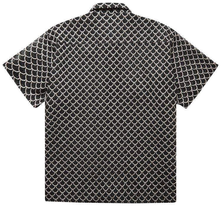 Bode Embroidered Sheer Siren Short Sleeve Shirt Black