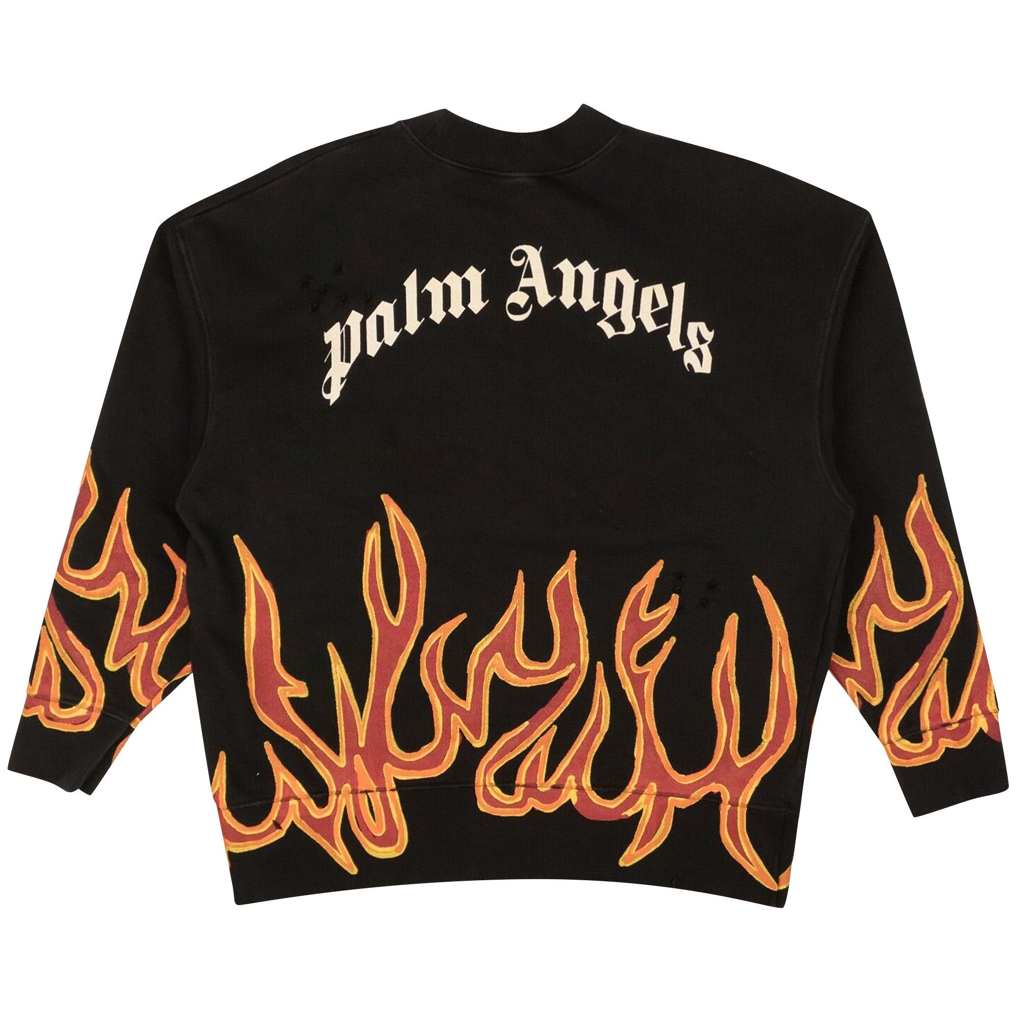 Buy Palm Angels GD Graffiti Flames Crewneck 'Black/Red