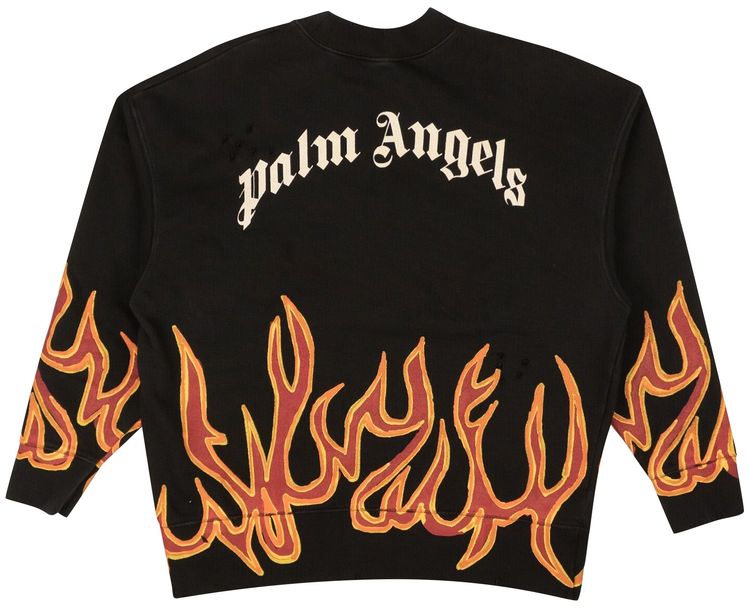 Palm Angels GD Graffiti Flames Crewneck BlackRed
