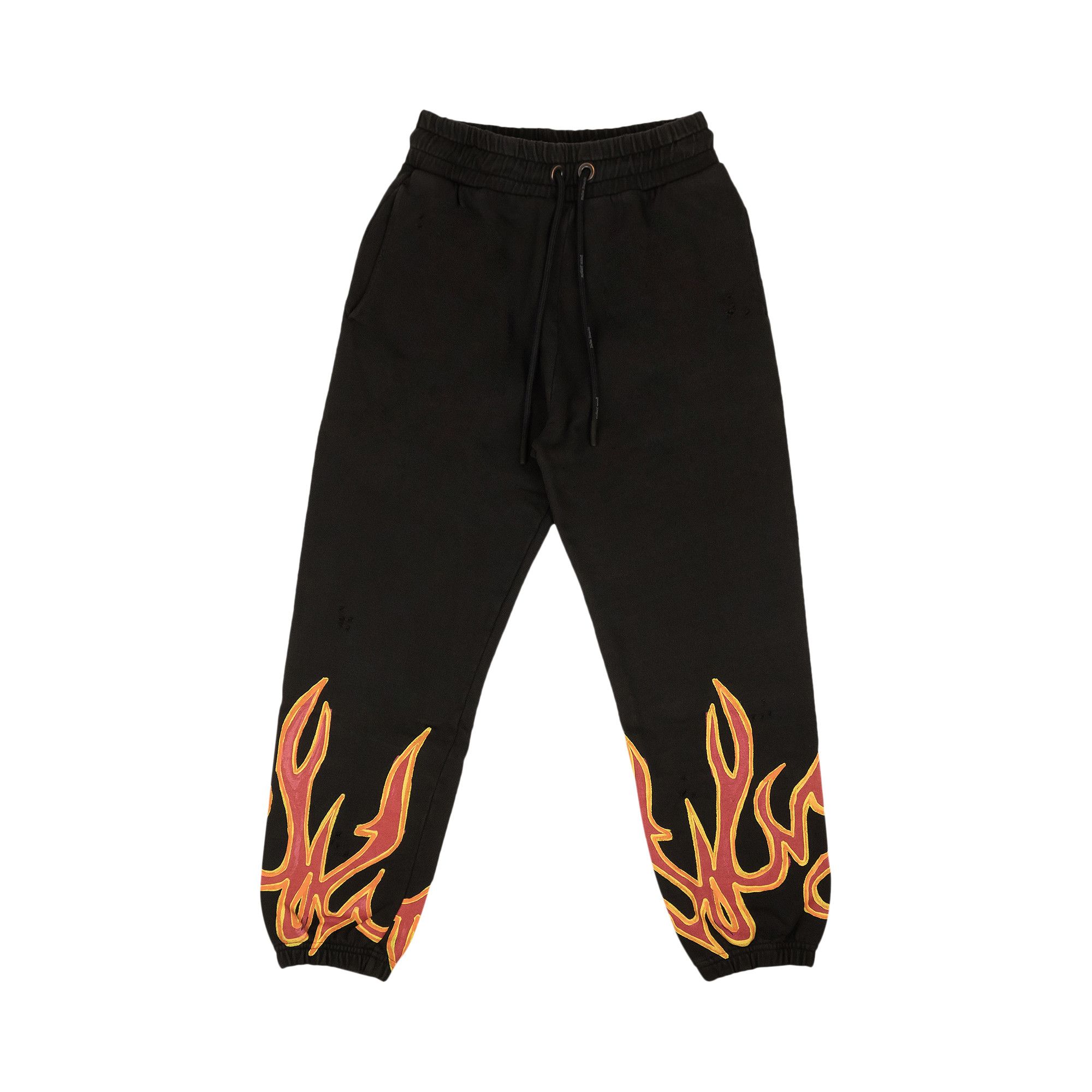 Sweatpants with store flames on them