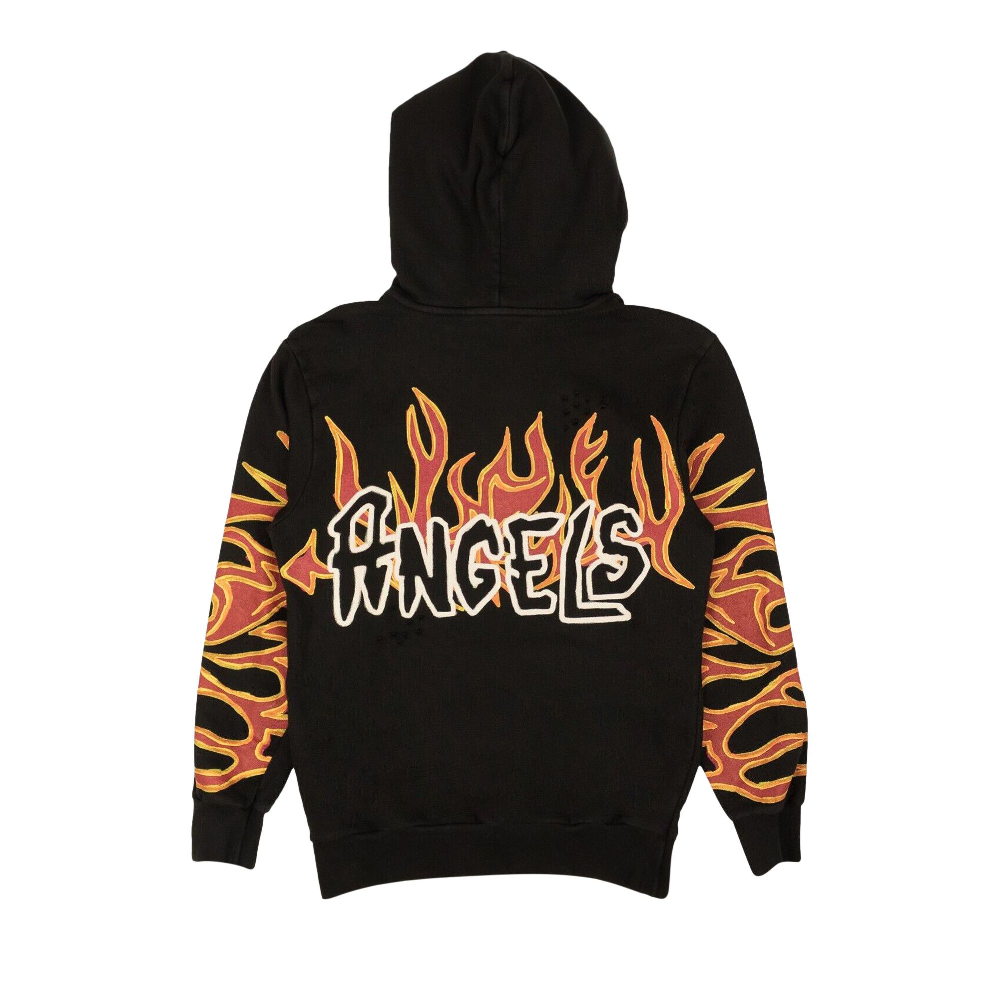 Buy Palm Angels Graffiti Flames Hoody 'Black/White