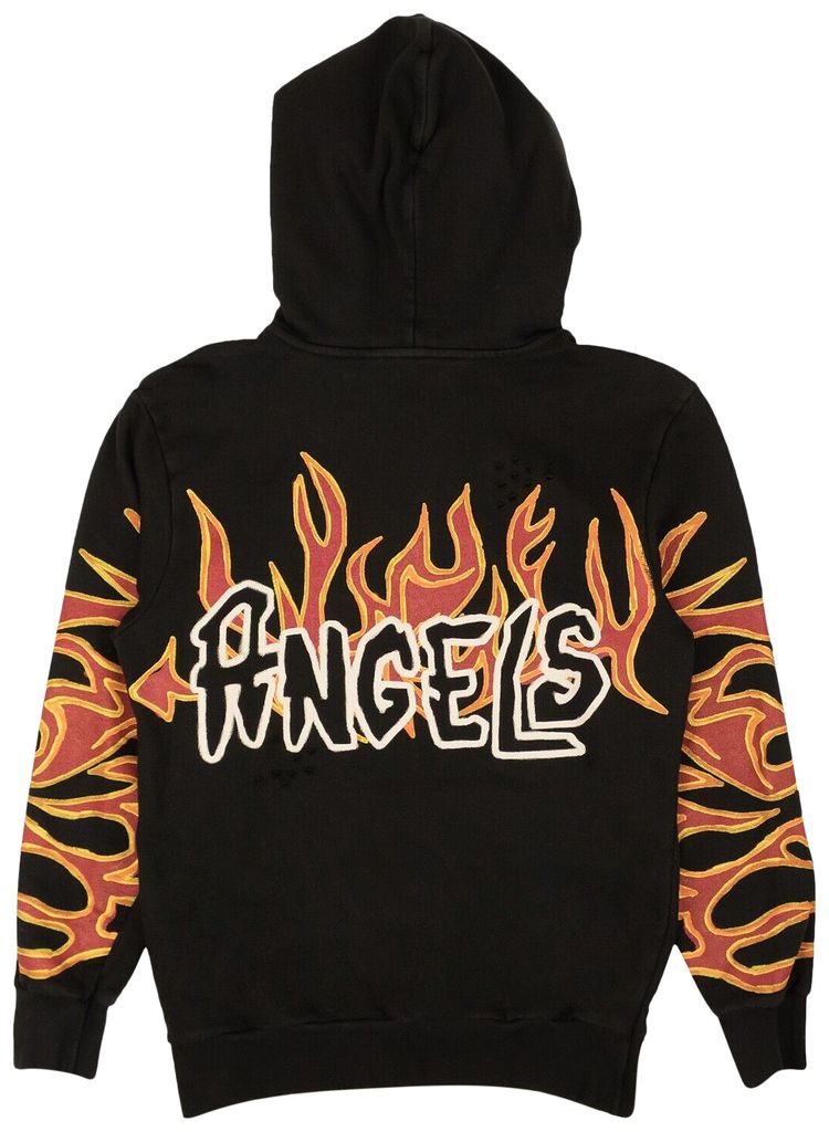 Palm Angels Graffiti Flames Hoody BlackWhite