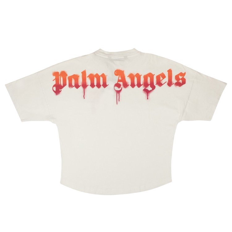 Palm Angels Sprayed Palm Logo Over Tee WhiteFuchsia