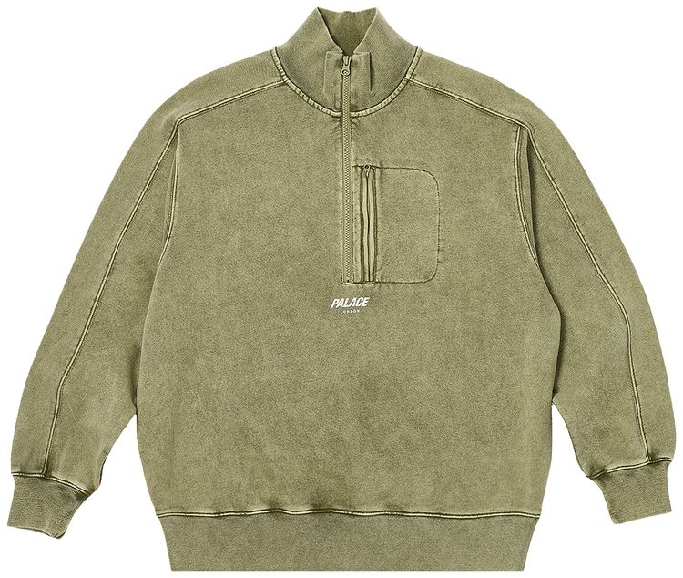 Palace Washed Terry 12 Zip Funnel The Deep Green