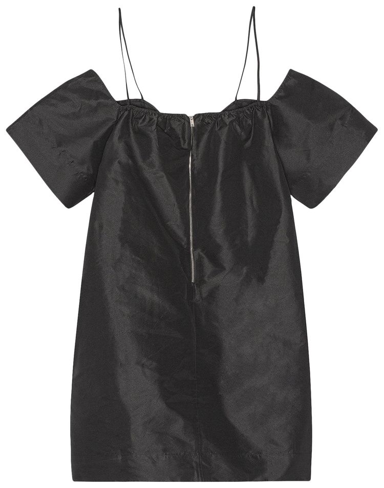 GANNI Beaded Taffeta Mini Dress Black