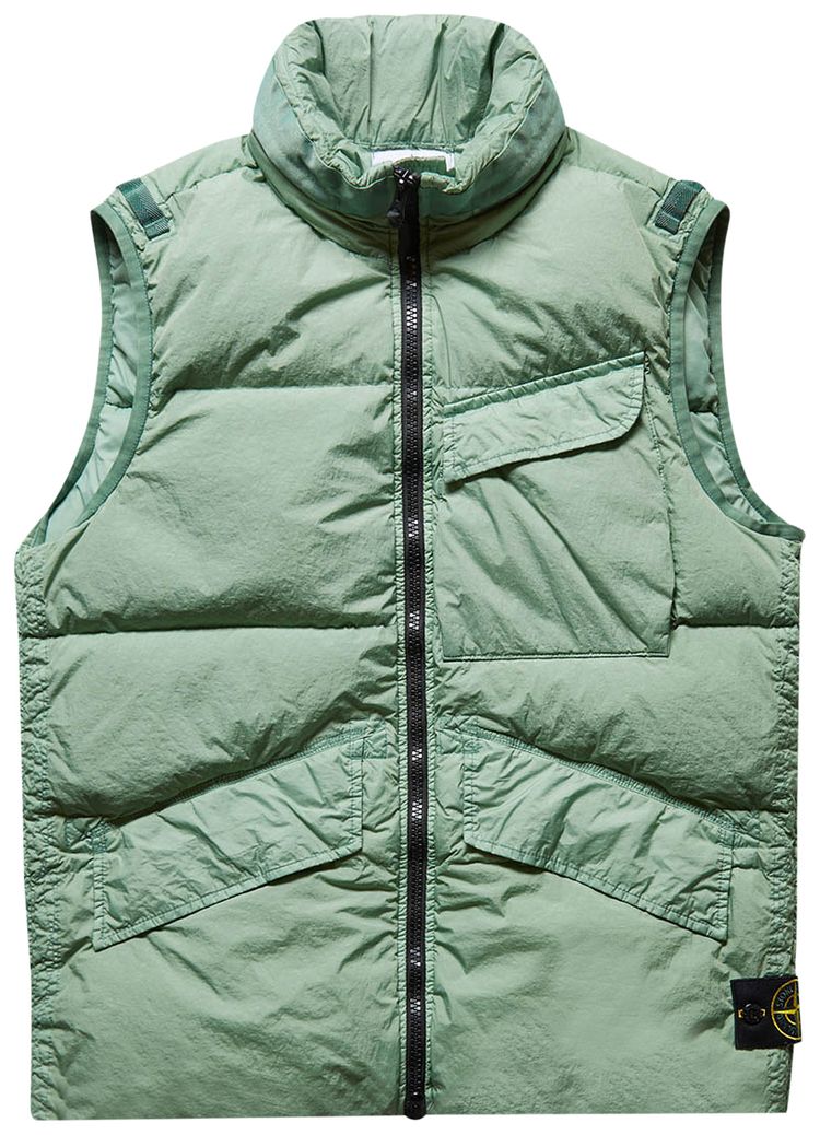 Stone Island Crinkle Reps Down Gilet Green
