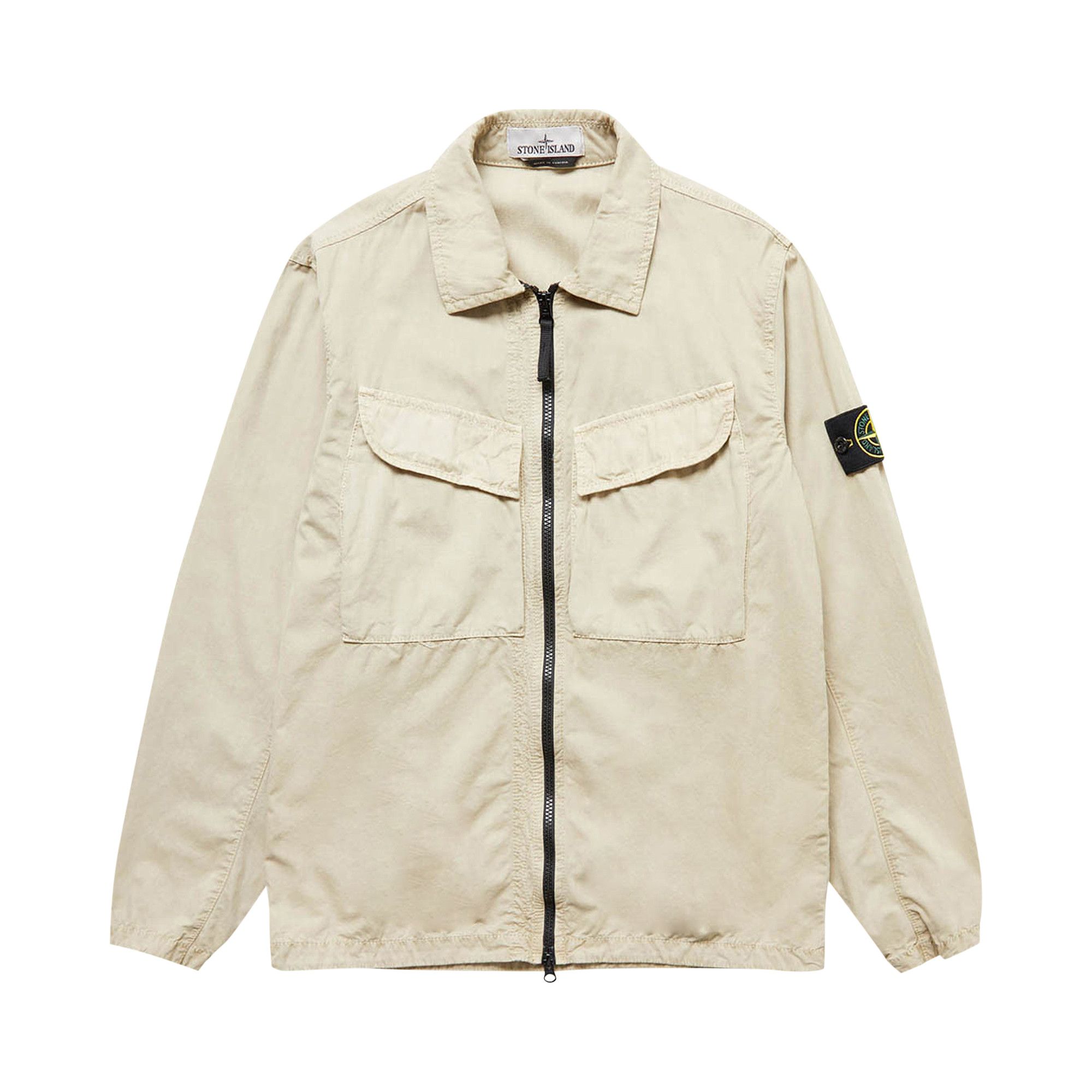 Stone island brushed canvas overshirt rosa sales