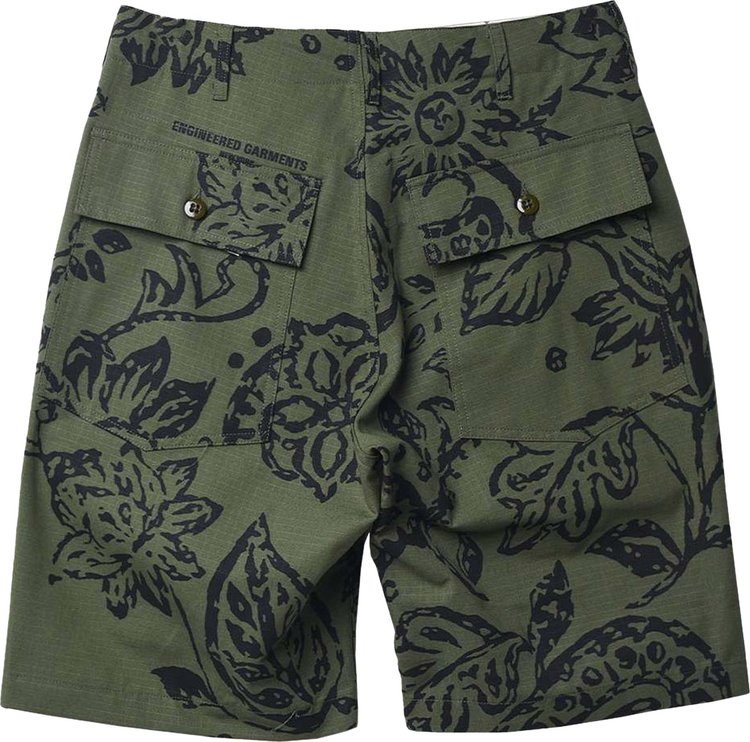 Engineered Garments Fatigue Short Olive Floral Print