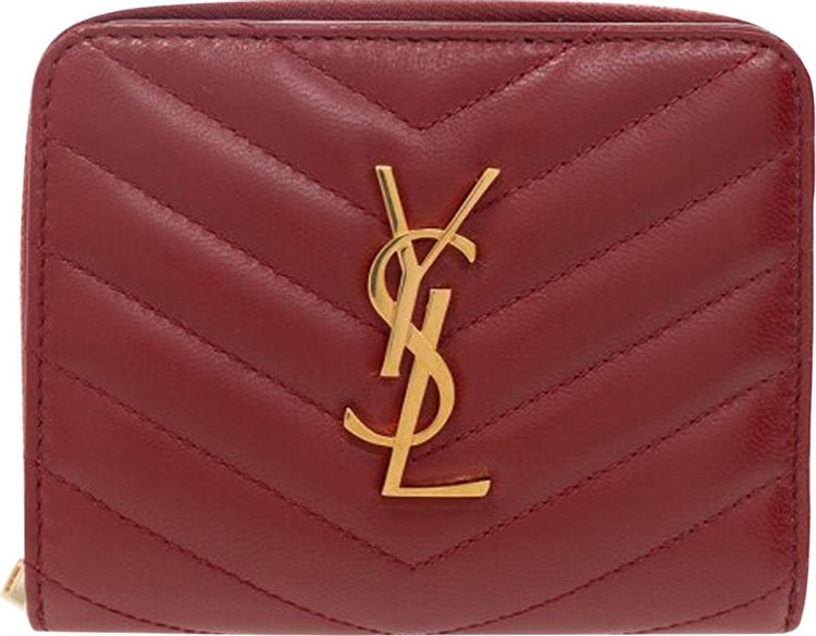 Ysl Red Leather Compact Wallet