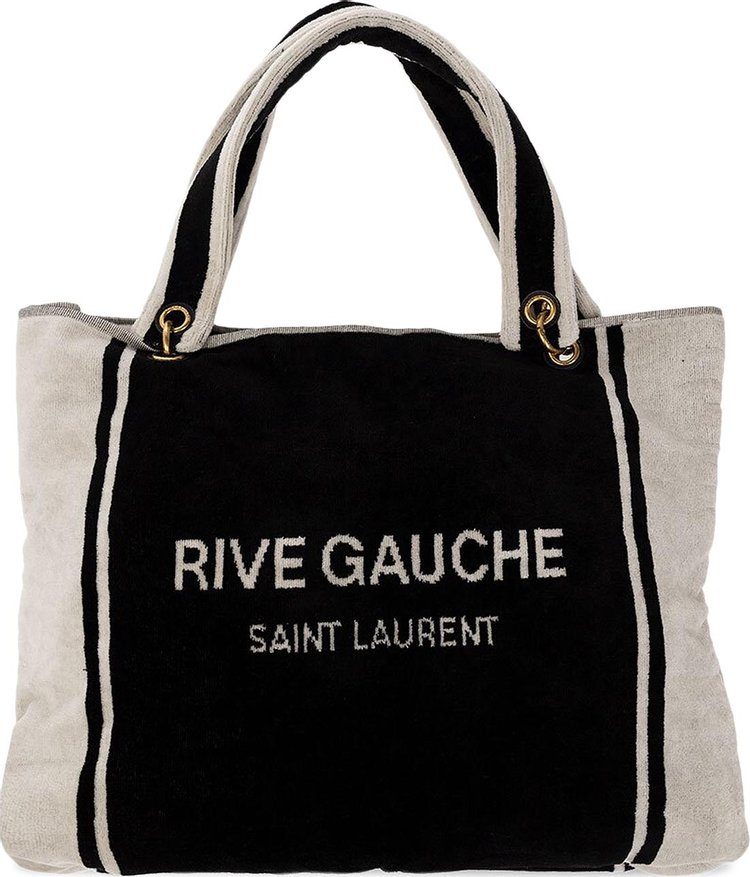 Saint Laurent Rive Gauche Canvas Tote - White/Black