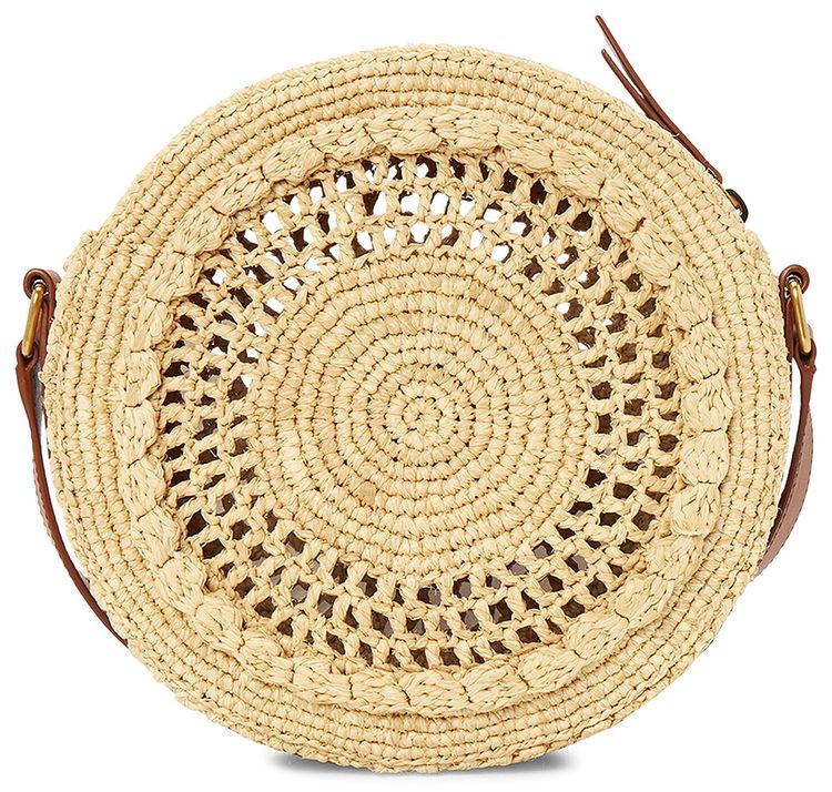 Saint Laurent Hobo Round Basket Weave Crossbody Bag NaturalBrick