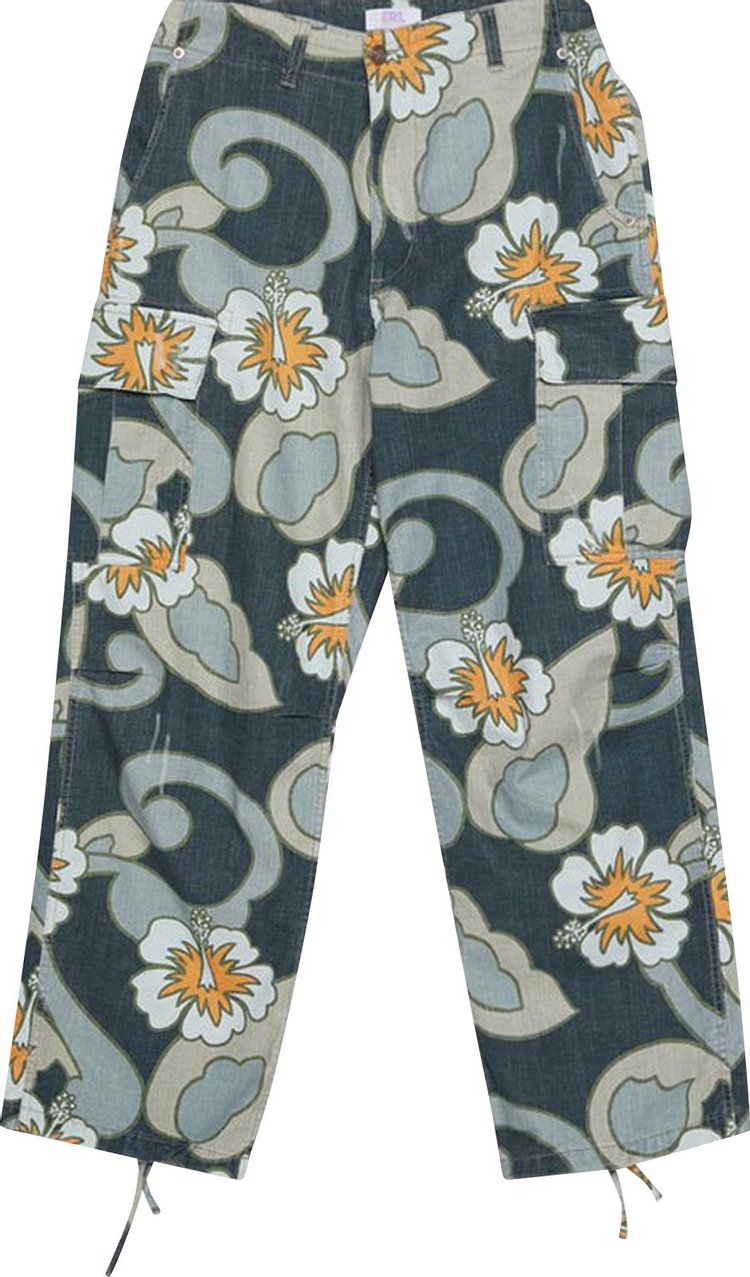 ERL Printed Cargo Pants 'Grey Hibiscus'