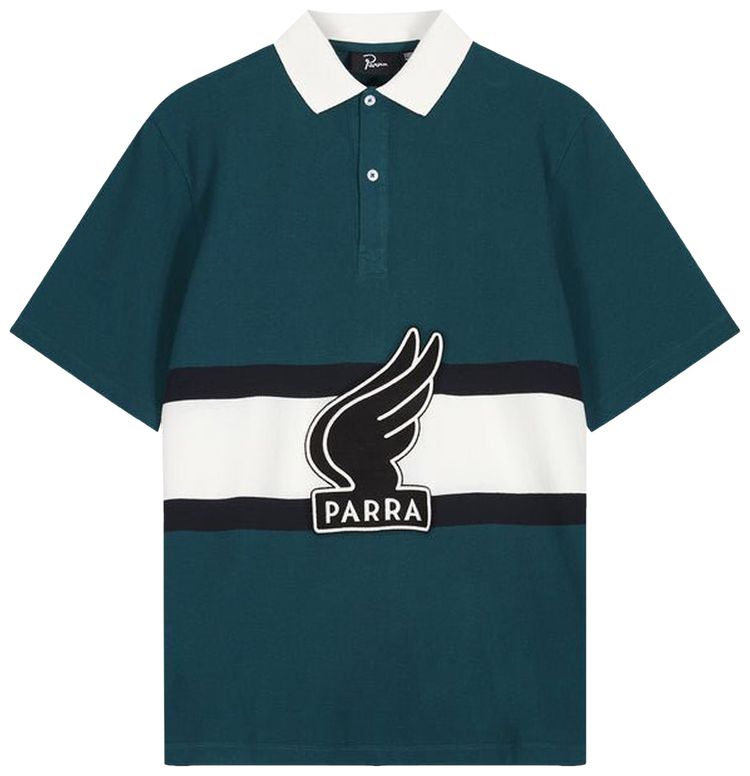 Parra Winged Logo Polo Shirt TealOff White
