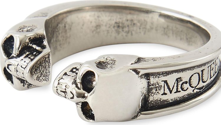 Alexander McQueen Twin Skull Ring Silver