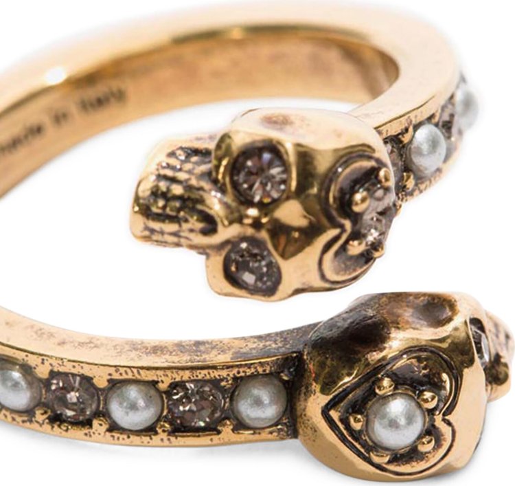 Alexander McQueen Wrap Around Skull Ring Gold