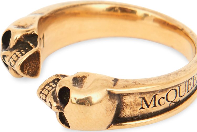 Alexander McQueen Twin Skull Ring Gold