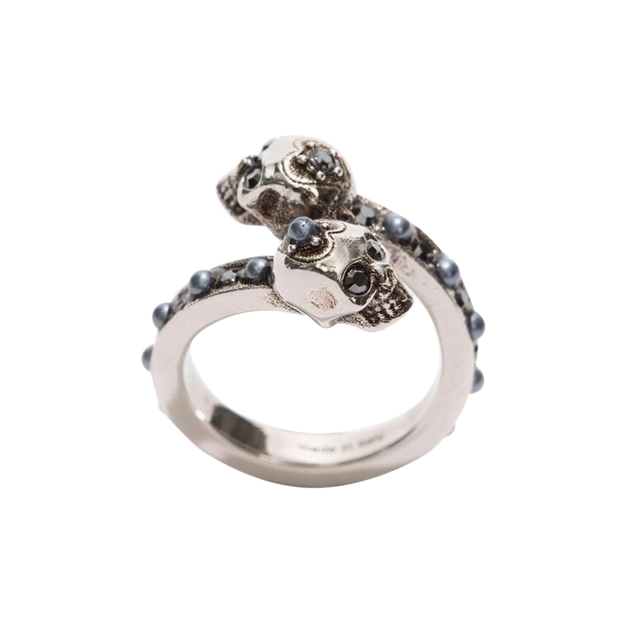 Buy Alexander McQueen Wrap Around Skull Ring 'Antique Silver