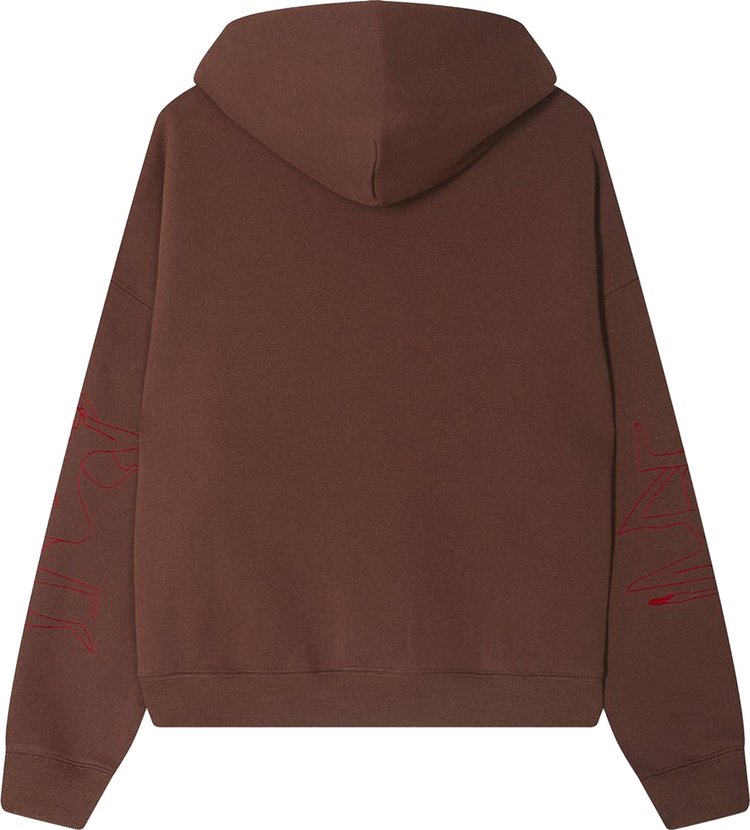 Jungles Slow Down Embroidered Hoodie Brown