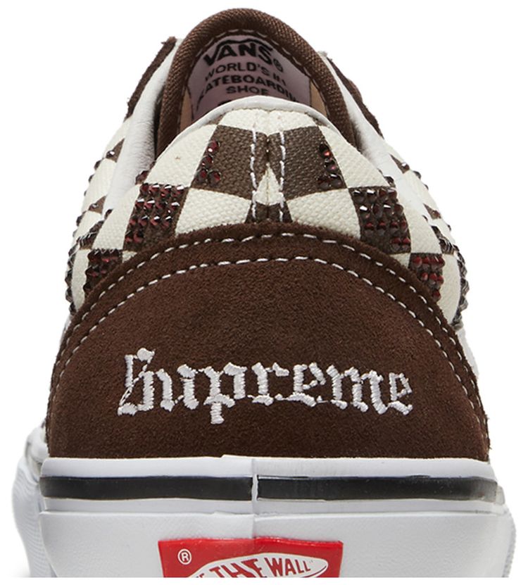 Supreme x Swarovski x Vans Skate Old Skool Brown