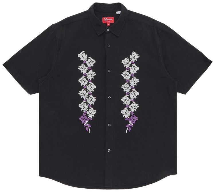 Supreme Needlepoint Short Sleeve Shirt Black