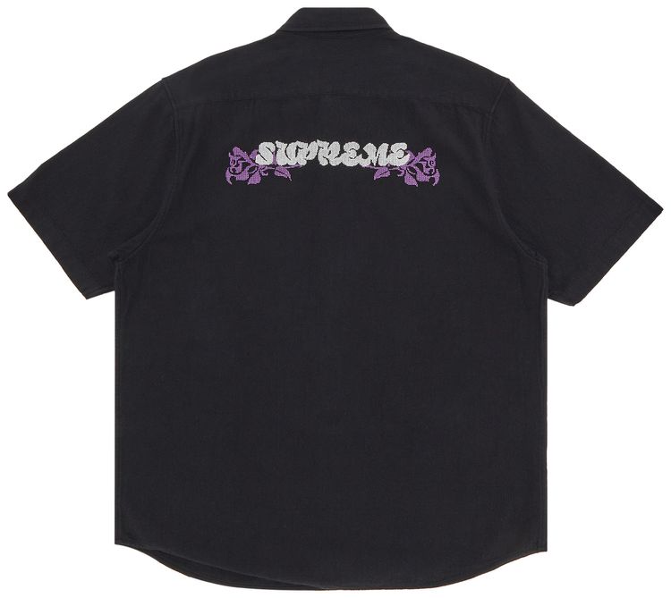 Supreme Needlepoint Short Sleeve Shirt Black