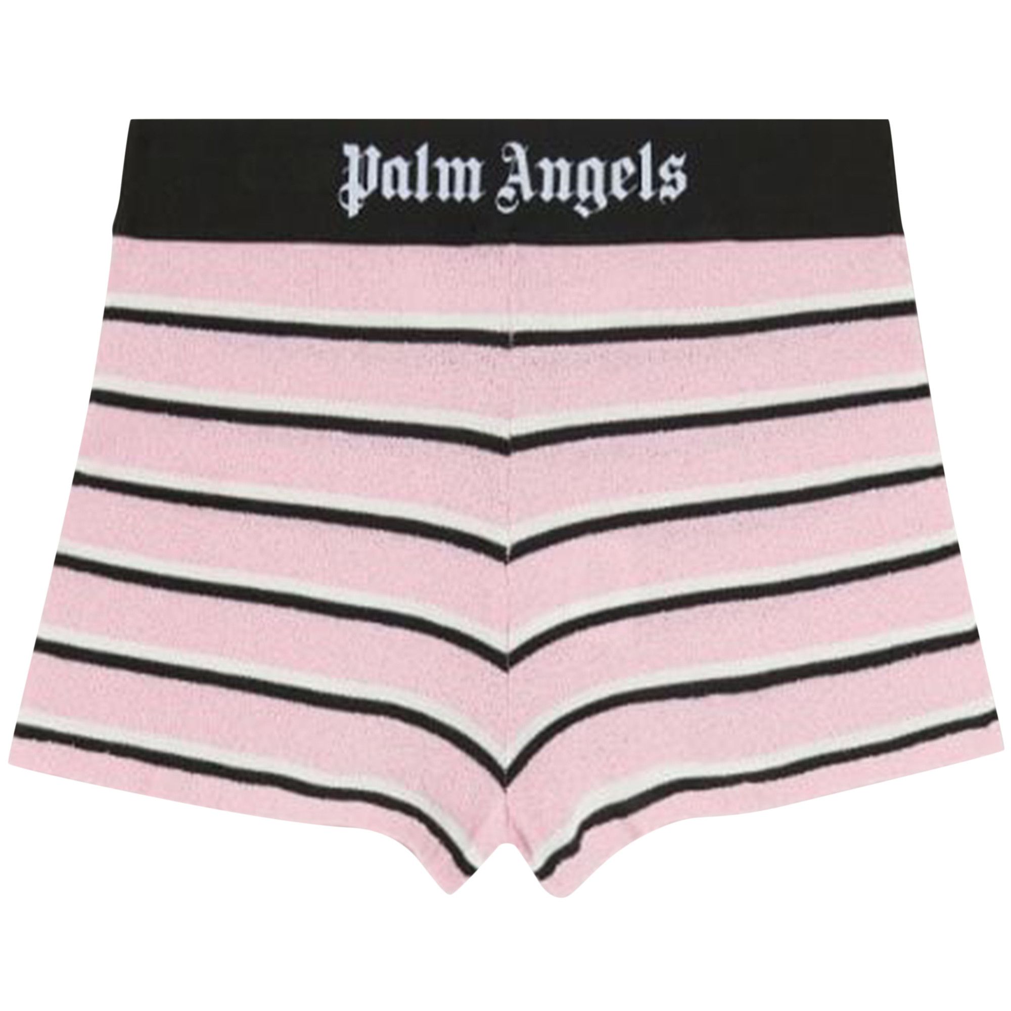 Buy Palm Angels Stripes Knit Logo Shorts 'Pink/Black