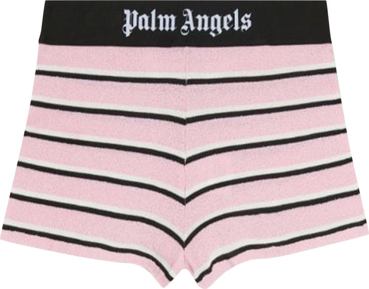 Palm Angels Stripes Knit Logo Shorts 'Pink/Black'
