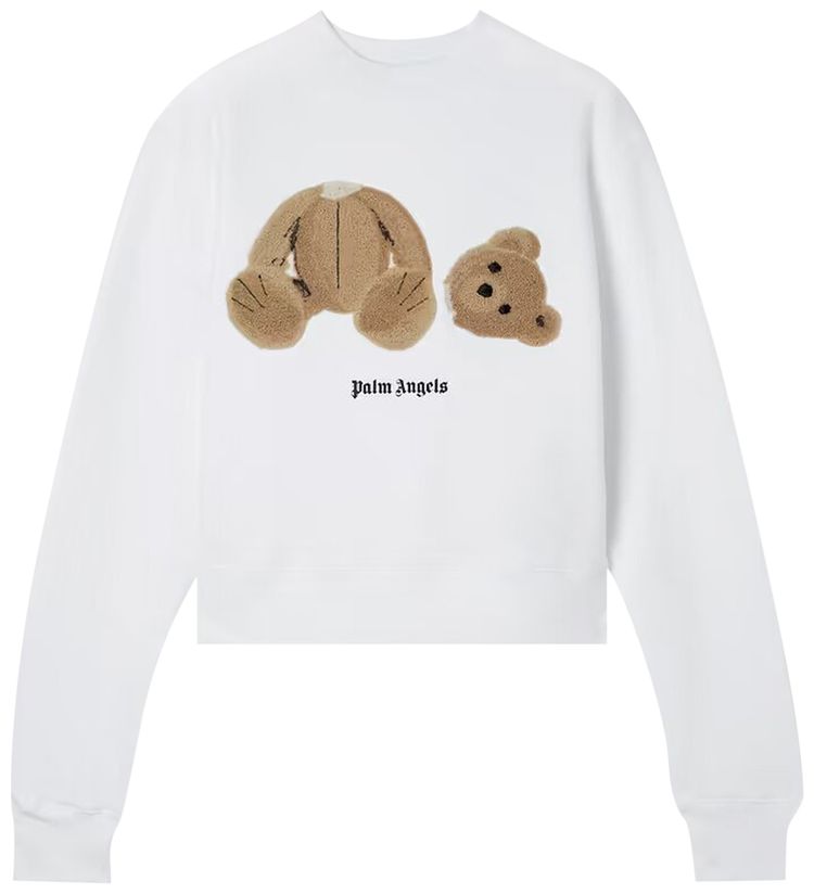 Palm Angels Bear Fitted Crew White Brown