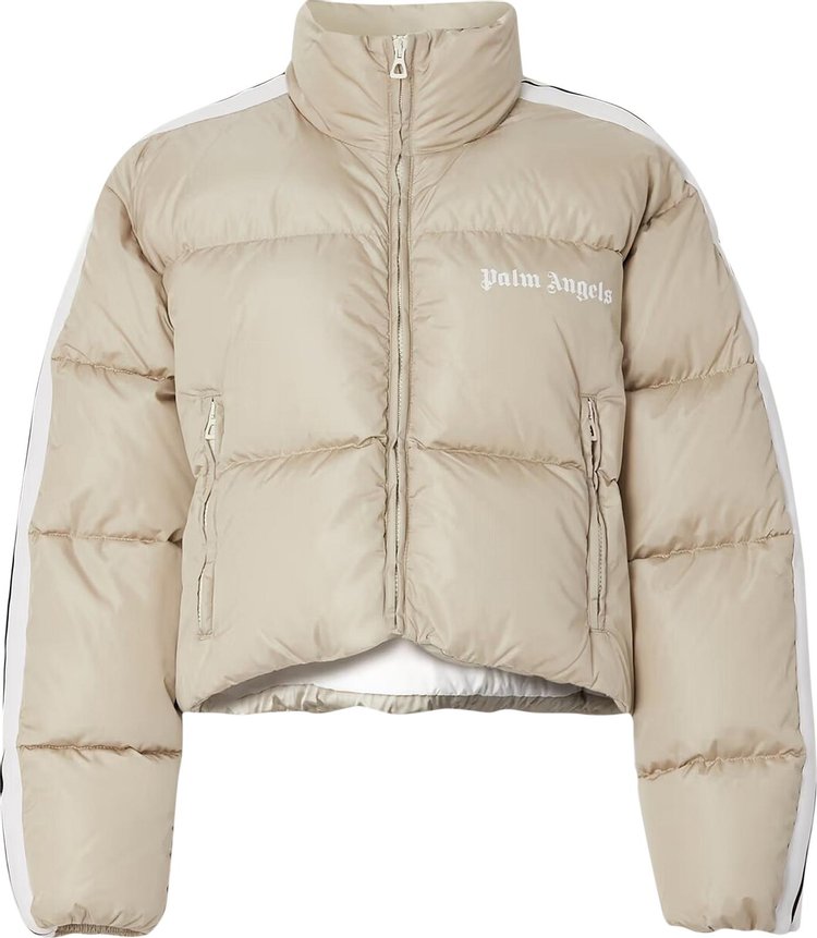 Palm Angels Cropped Track Down Jacket 'Butter/White'