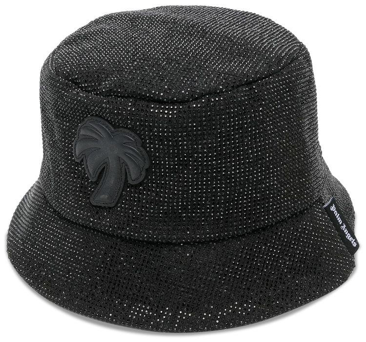 Palm Angels Palm Patch Rhinestone Bucket Hat Black