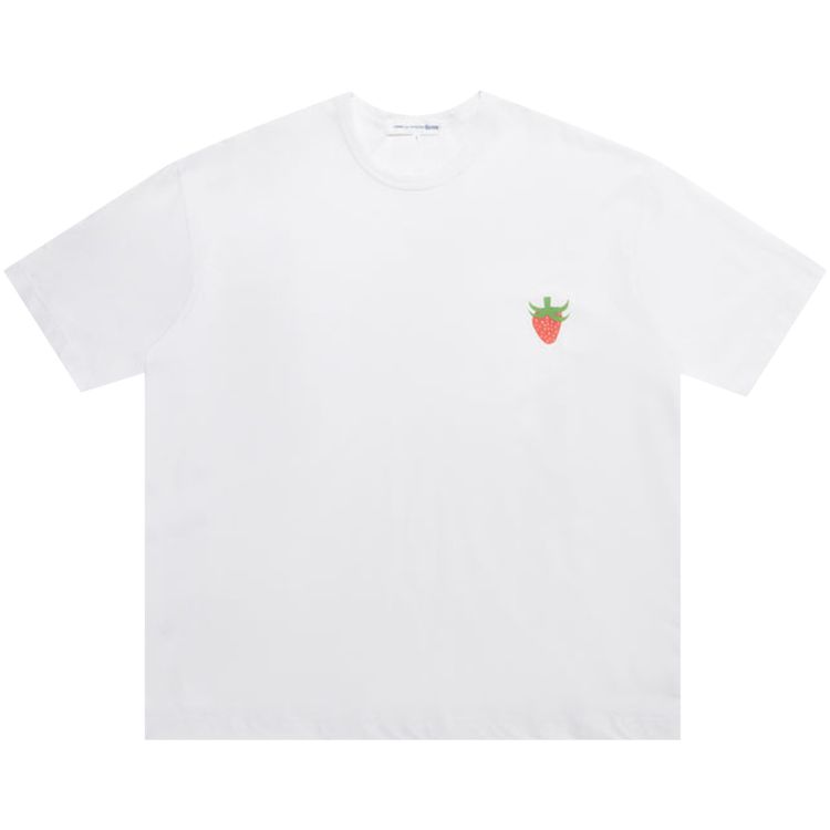 Comme des Garcons SHIRT Strawberry Printed Crewneck T Shirt White