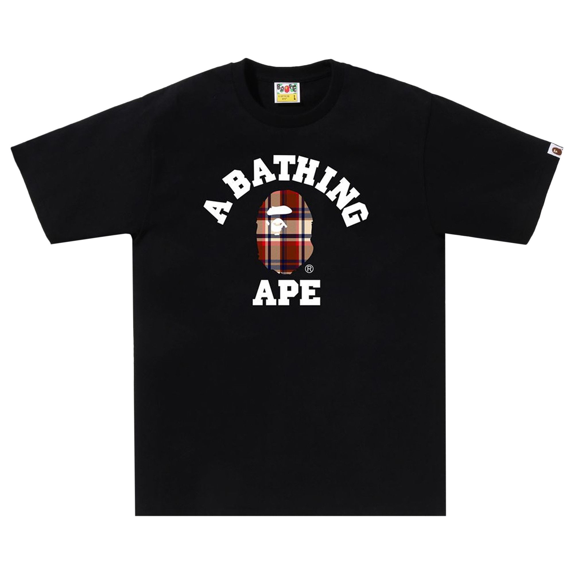 Buy BAPE Check College Tee 'Black/Red' - 1J30 110 034 BLACK