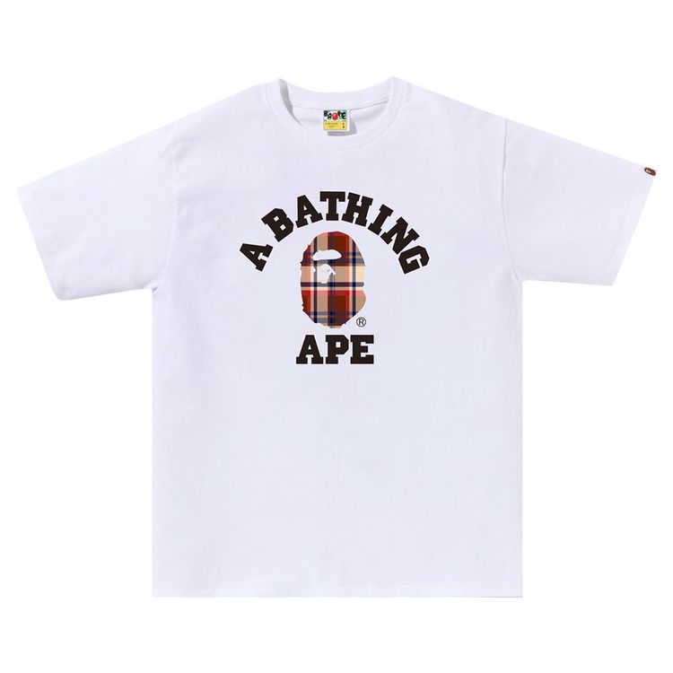 BAPE Check College Tee WhiteRed
