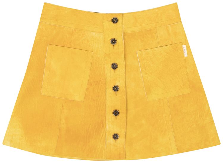 Marni Suede Aged Lamb Leather Mini Skirt Orange