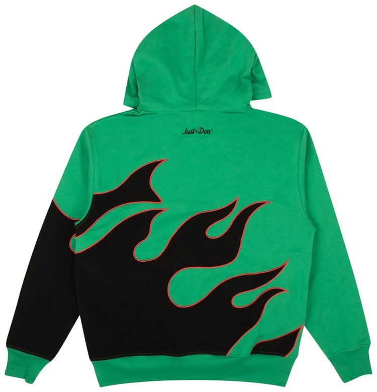 Just Don Graphic Flame Hoodie Sweatshirt Green