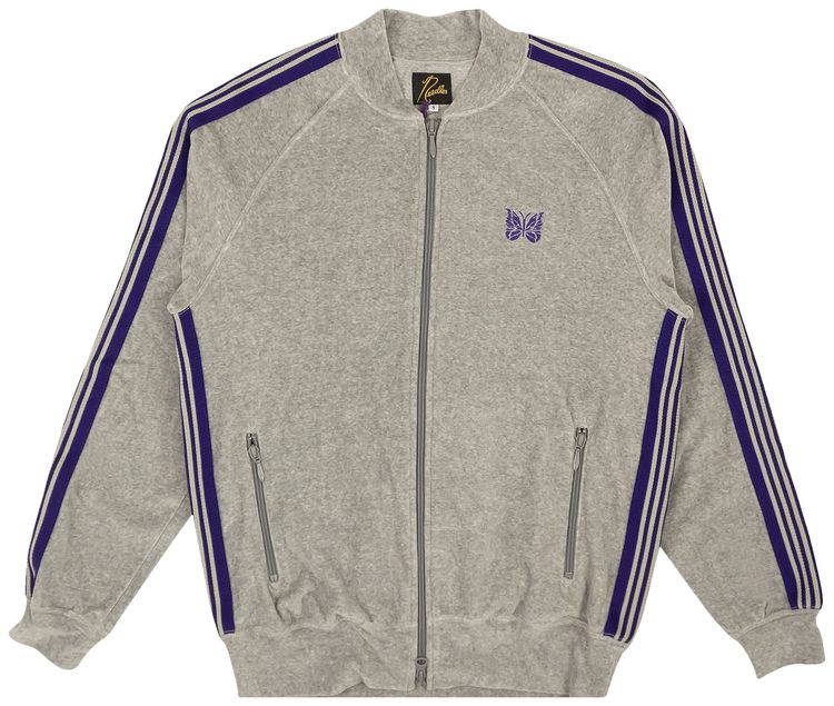 Needles Velvet Zip Up Track Jacket Grey