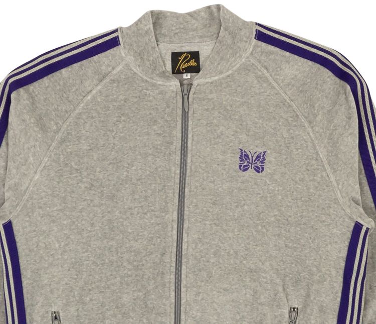 Needles Velvet Zip Up Track Jacket Grey